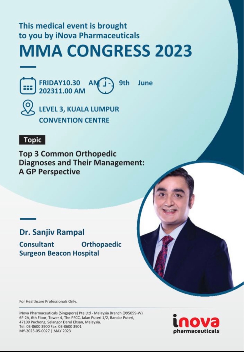 Dr Sanjiv Rampal Orthopaedic Consultant Kuala Lumpur presents at Malaysian Medical Assoc annual Congress 2023